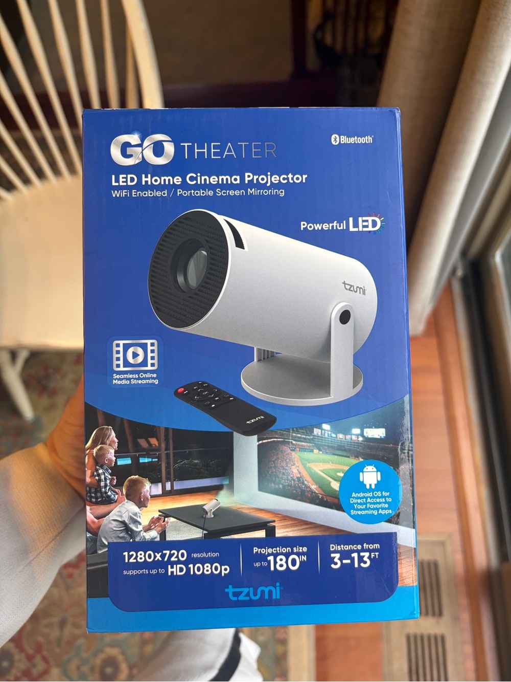 GO Theater LED Home Cinema Projector by TZUMI - Blue/White Box